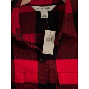NWT Old Navy Unisex Shirt Small Red & Black Buffalo Plaid Button-Up Outdoor Hunt